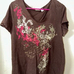 Stylish Brown Graphic Women's Top